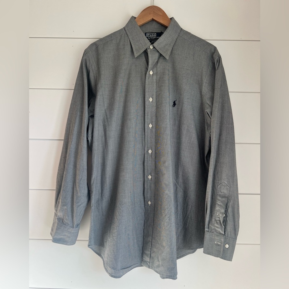 Polo Ralph Lauren Men's Long Sleeve Button Up Andrew in Houndstooth 16.5 34/35